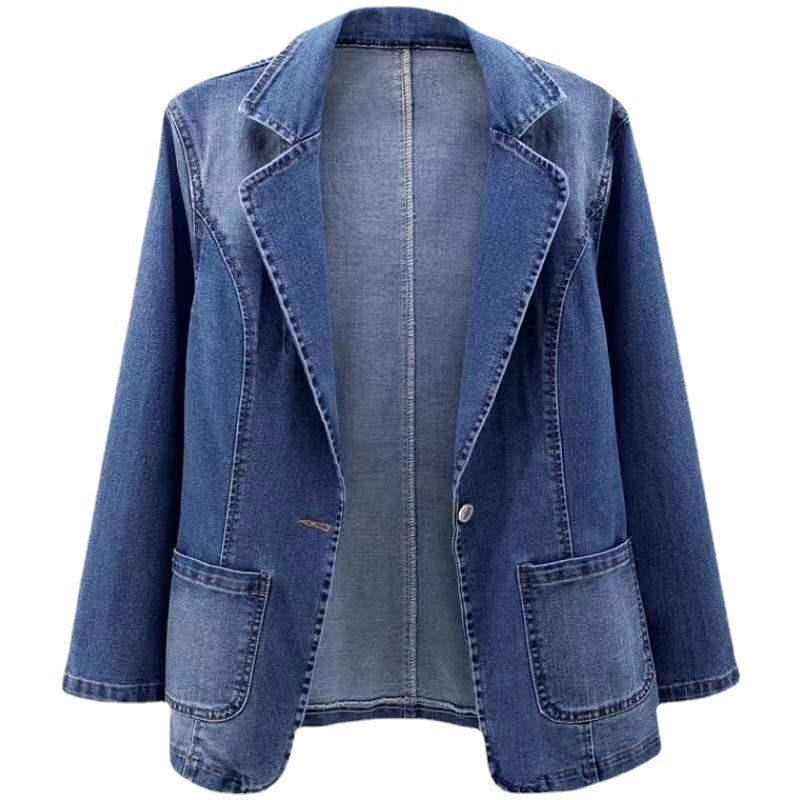 Aveline Blazer en denim biologique à coupe ajustée et fermeture à un bouton - Hommfer
