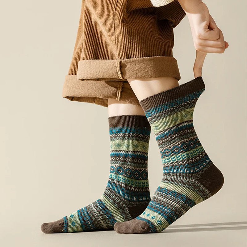 Aveline Chaussettes d’hiver en coton épais avec talons et orteils renforcés pour femme - Hommfer