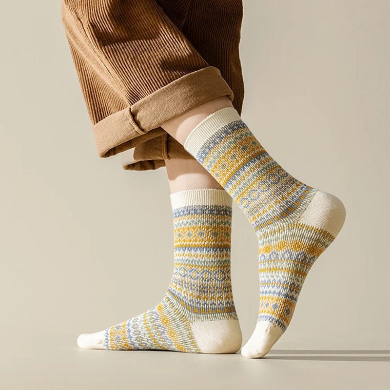 Aveline Chaussettes d’hiver en coton épais avec talons et orteils renforcés pour femme - Hommfer