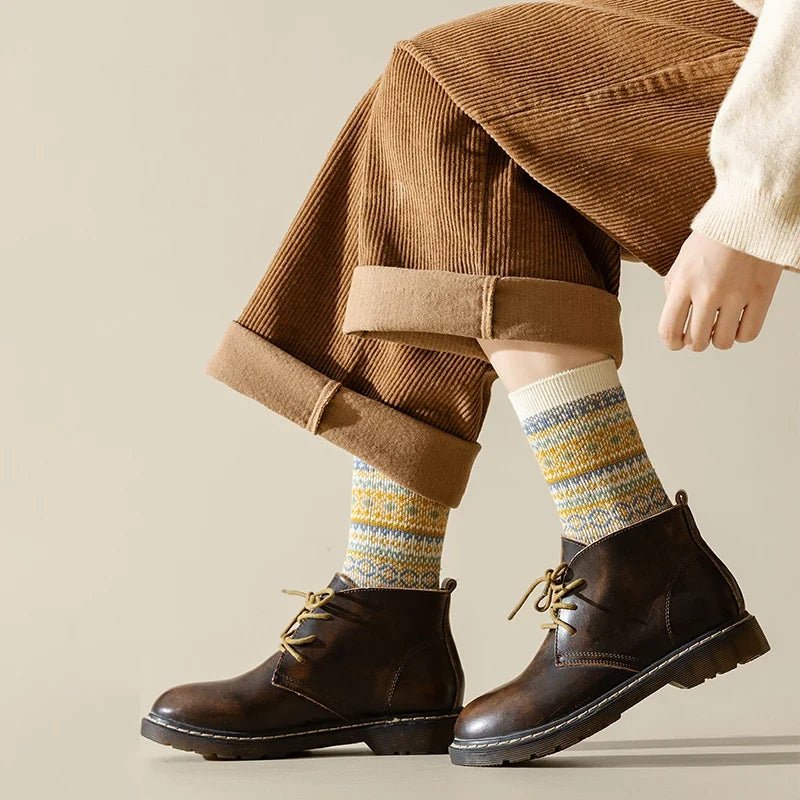 Aveline Chaussettes d’hiver en coton épais avec talons et orteils renforcés pour femme - Hommfer