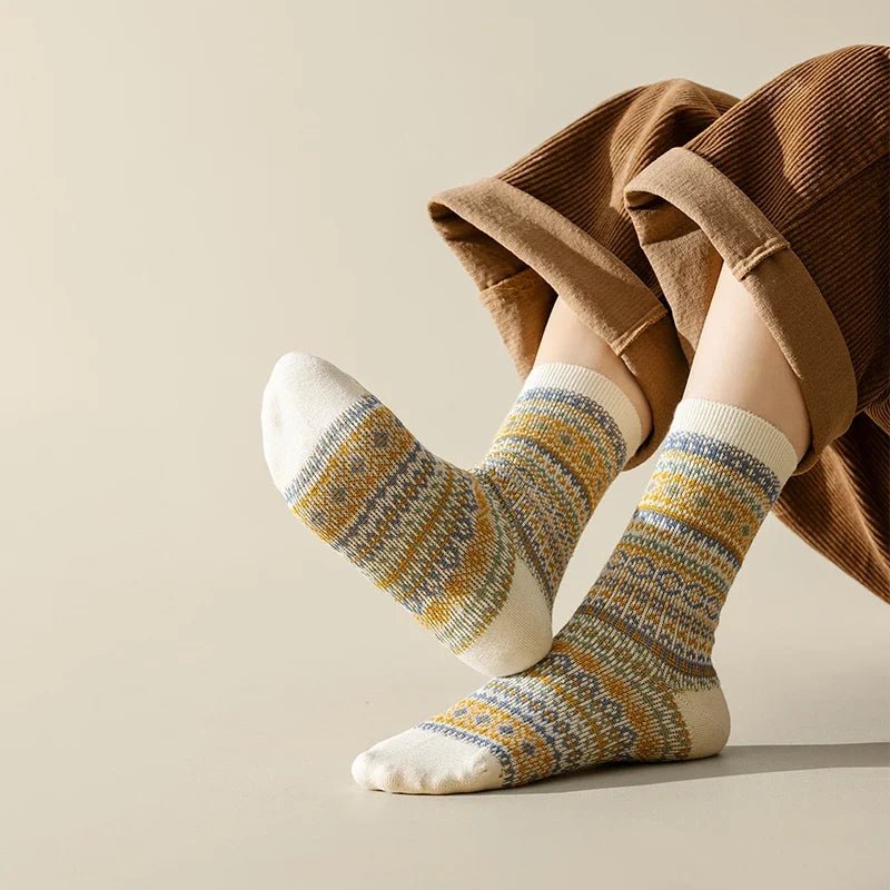 Aveline Chaussettes d’hiver en coton épais avec talons et orteils renforcés pour femme - Hommfer