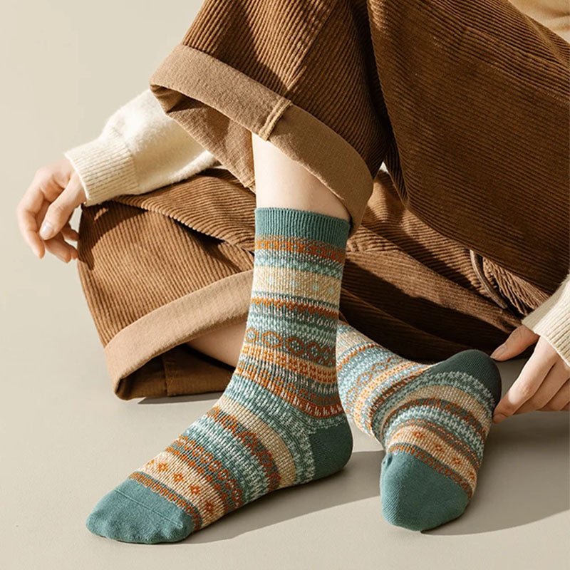 Aveline Chaussettes d’hiver en coton épais avec talons et orteils renforcés pour femme - Hommfer