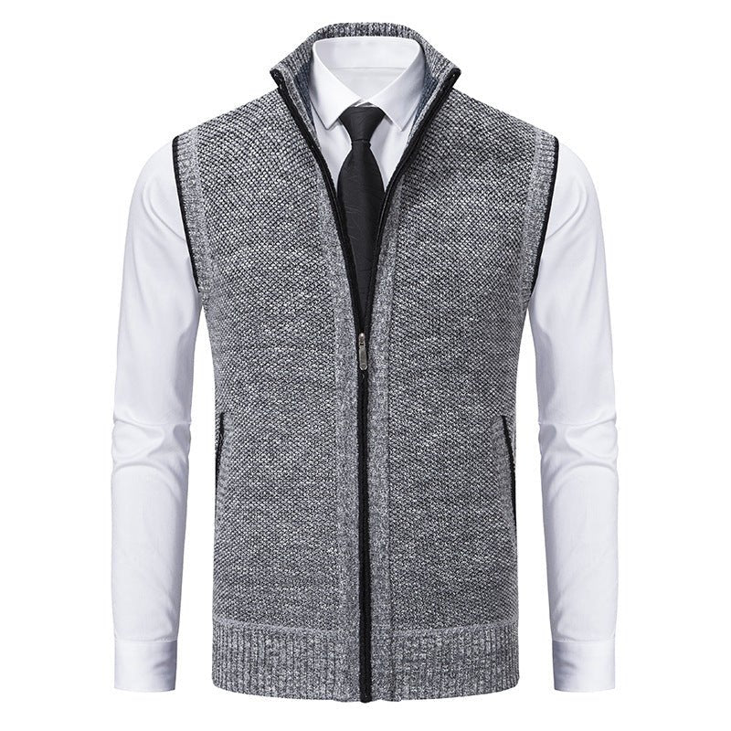 Beaumont Gilet en maille coton mélangé à col roulé, zip robuste et poches à superposer sur une chemise - Hommfer