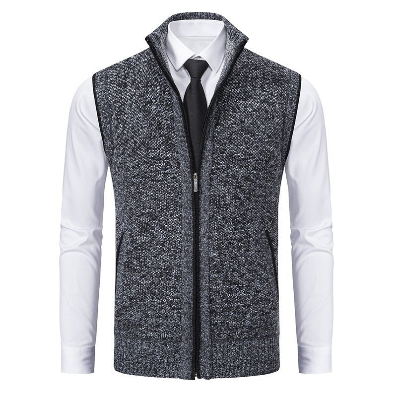 Beaumont Gilet en maille coton mélangé à col roulé, zip robuste et poches à superposer sur une chemise - Hommfer