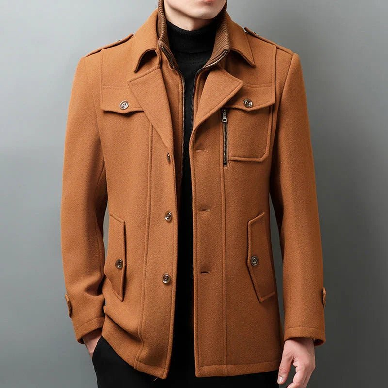 Belmont Manteau croisé en mélange laine et coton à coupe ajustée avec doublure en coton doux et poches fonctionnelles - Hommfer