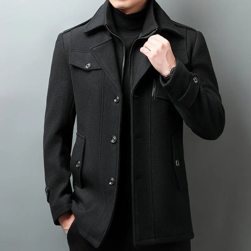 Belmont Manteau croisé en mélange laine et coton à coupe ajustée avec doublure en coton doux et poches fonctionnelles - Hommfer