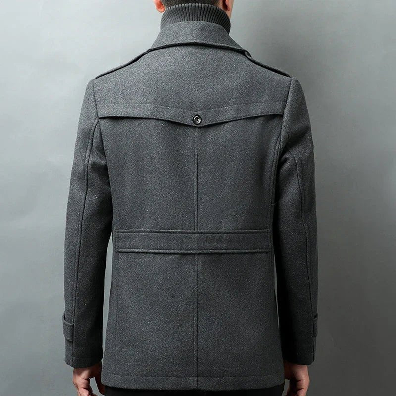 Belmont Manteau croisé en mélange laine et coton à coupe ajustée avec doublure en coton doux et poches fonctionnelles - Hommfer