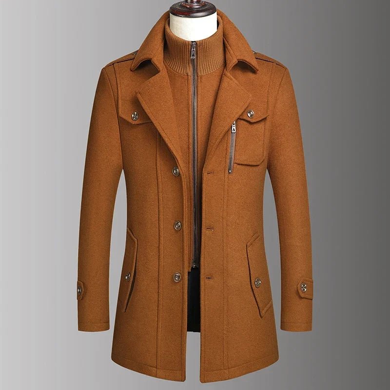 Belmont Manteau croisé en mélange laine et coton à coupe ajustée avec doublure en coton doux et poches fonctionnelles - Hommfer