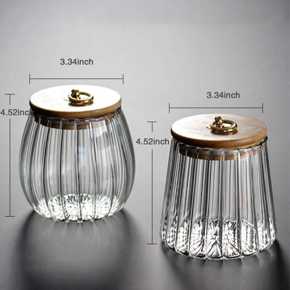 Bocal hermétique en verre avec couvercle en bois pour garder les aliments frais et secs disponible en deux styles - Hommfer