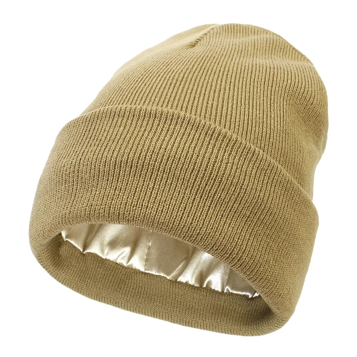 Bonnet en tricot avec doublure en satin anti-frisottis pour cheveux hydratés et sans casse - Hommfer