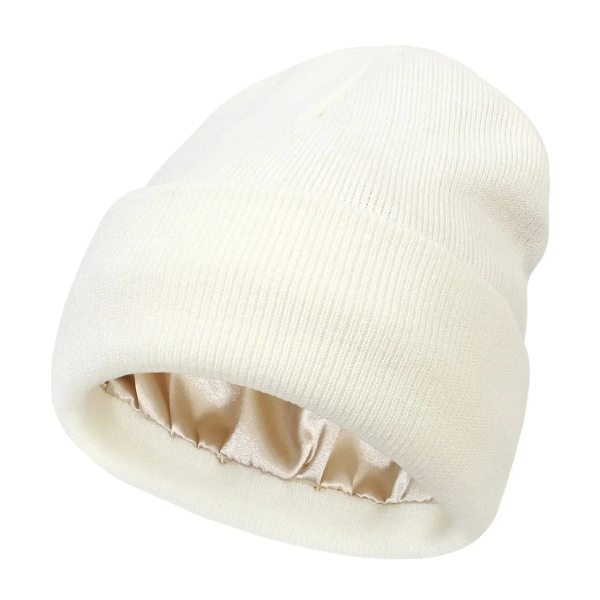 Bonnet en tricot avec doublure en satin anti-frisottis pour cheveux hydratés et sans casse - Hommfer