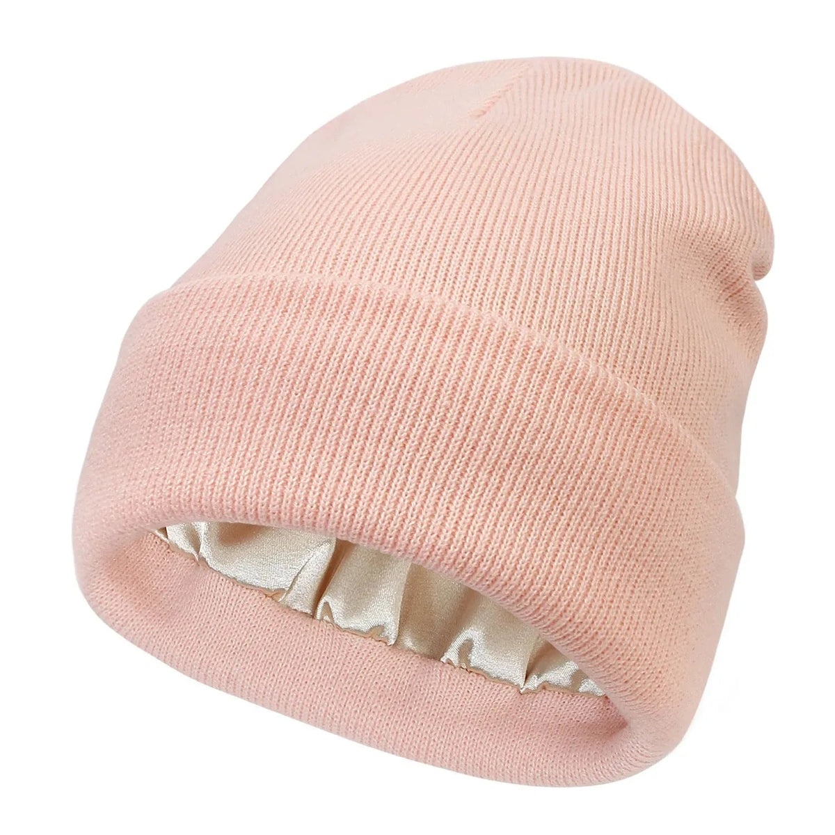 Bonnet en tricot avec doublure en satin anti-frisottis pour cheveux hydratés et sans casse - Hommfer