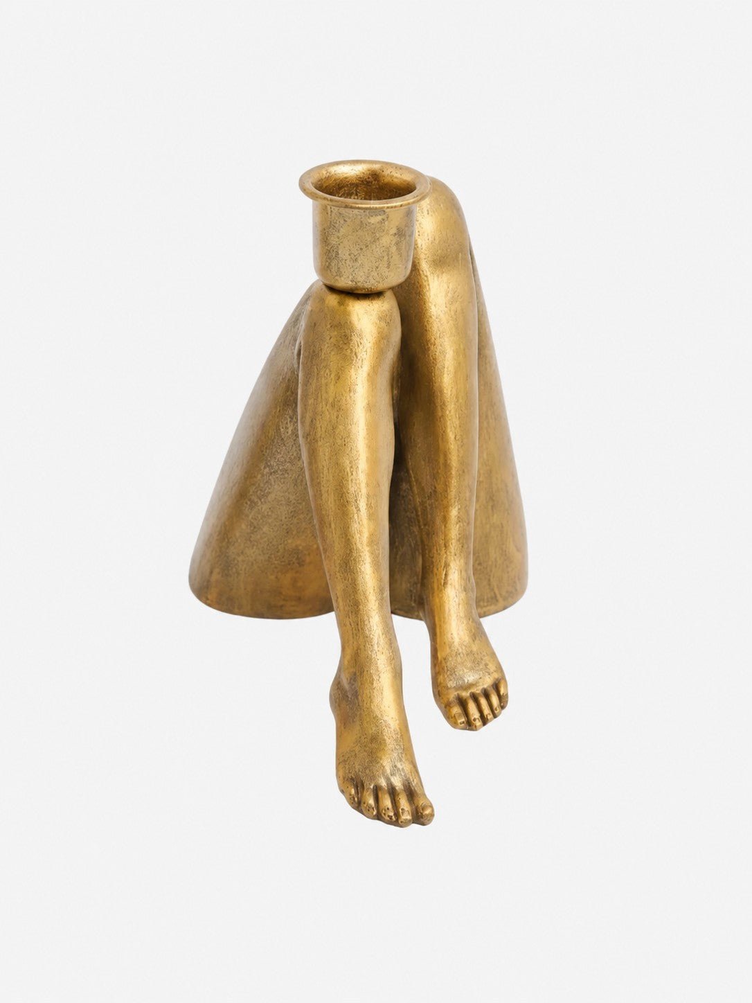 Bougeoir sculptural Kickra avec base dorée pour table de salle à manger et salon - Hommfer