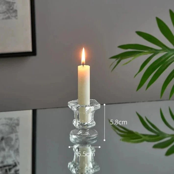 Bougeoirs en verre au design nordique minimaliste pour bougies cylindriques, disponibles en 4 styles - Hommfer