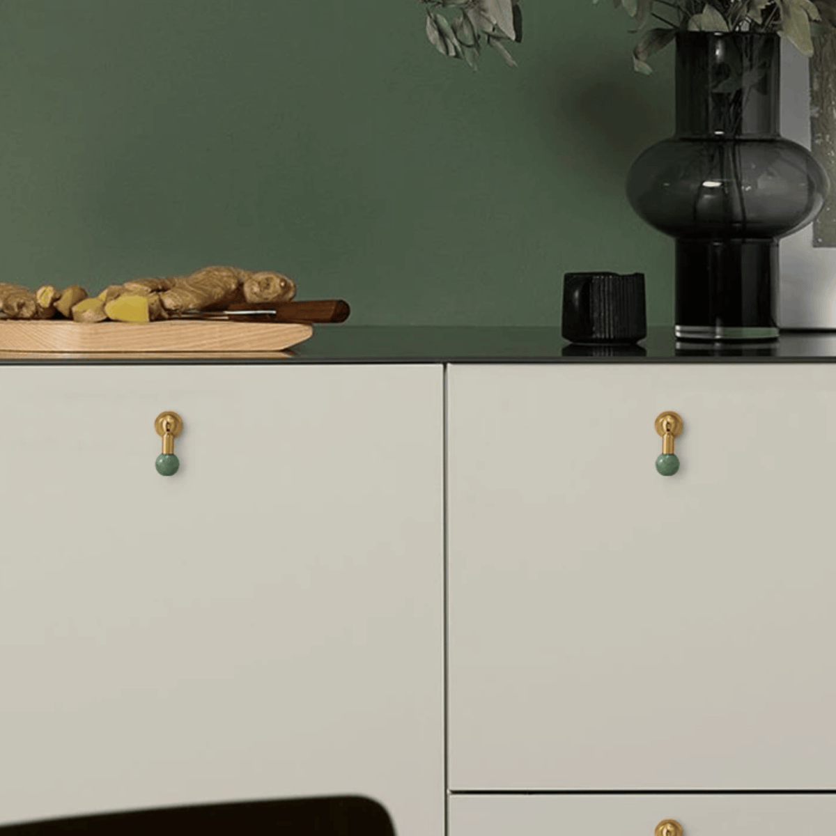 Bouton de meuble en cristal ambre et laiton pour armoires et tiroirs - Hommfer