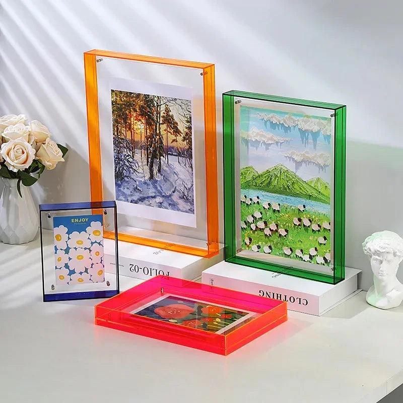 Cadre photo en acrylique de haute qualité à bord coloré vif pour mettre en valeur affiches et tirages artistiques - Hommfer