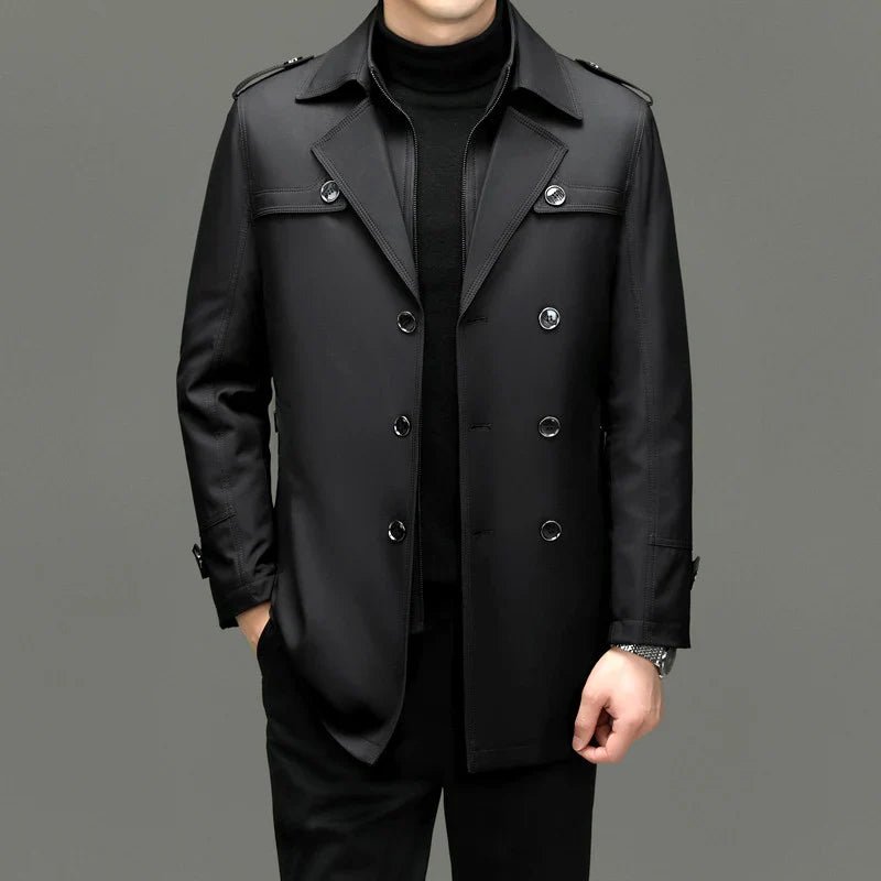 Calder Double-Breasted Overcoat with Mulberry Silk Insulation and Durable Technical Shell for Harsh Winter - Hommfer