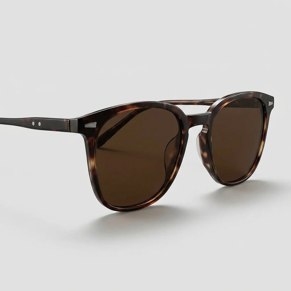 Calder Lightweight Unisex Sunglasses with UV-Protective Mirrored Lenses in Translucent Olive with Tortoise Arms - Hommfer
