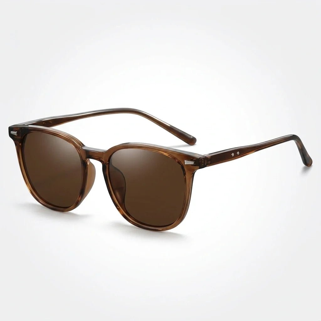 Calder Lightweight Unisex Sunglasses with UV-Protective Mirrored Lenses in Translucent Olive with Tortoise Arms - Hommfer