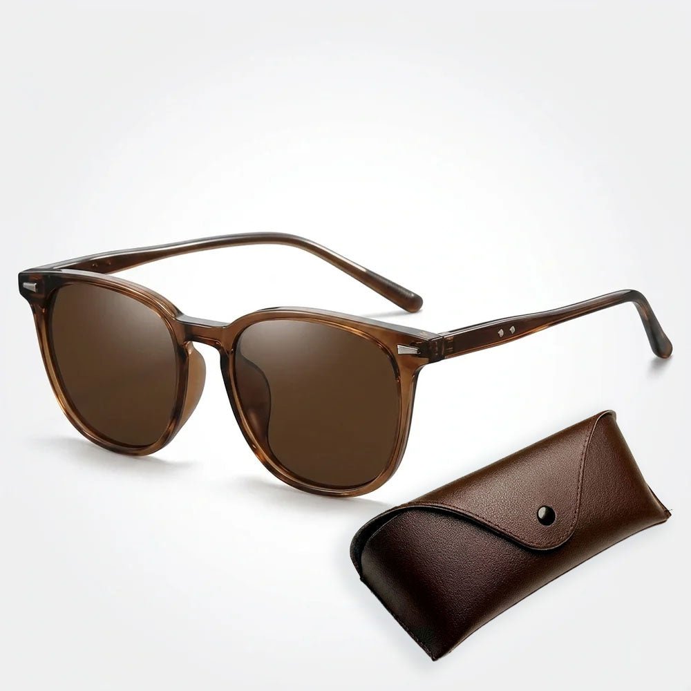 Calder Lightweight Unisex Sunglasses with UV-Protective Mirrored Lenses in Translucent Olive with Tortoise Arms - Hommfer
