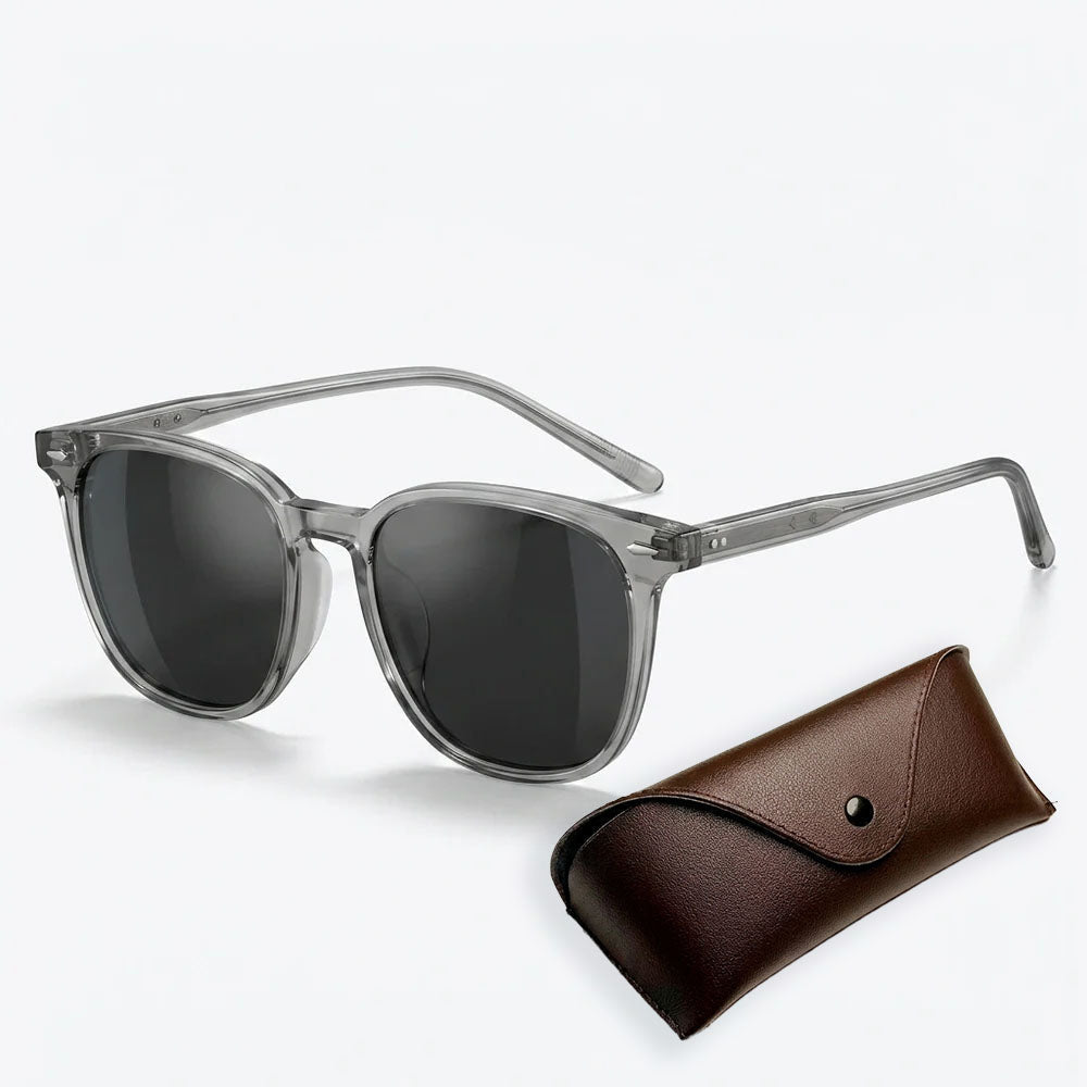 Calder Lightweight Unisex Sunglasses with UV-Protective Mirrored Lenses in Translucent Olive with Tortoise Arms - Hommfer