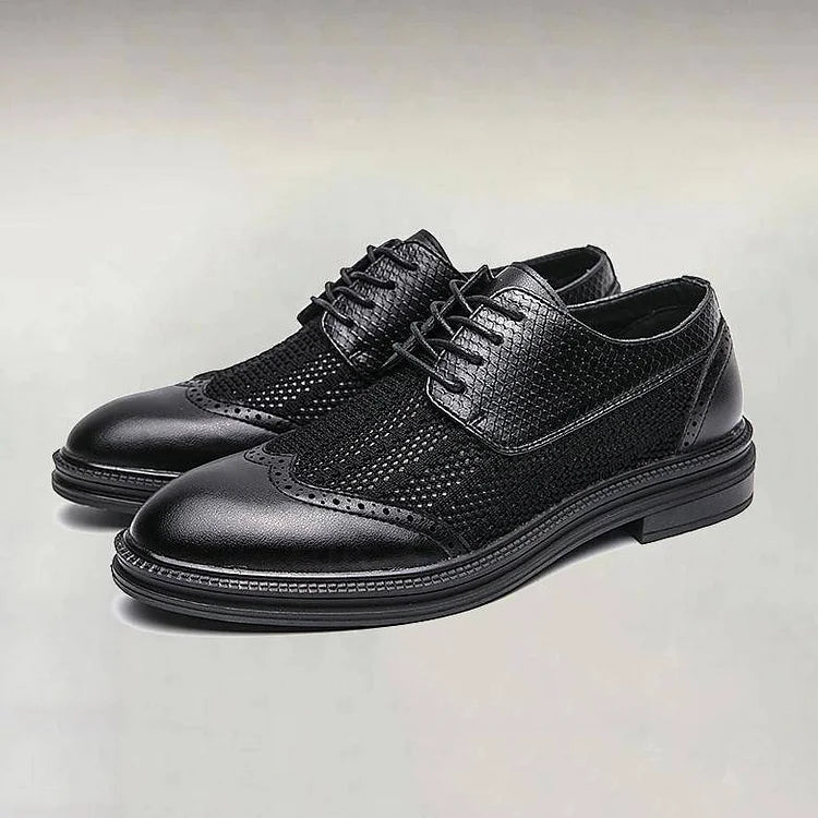 Calder Richelieus en cuir synthétique et maille respirante à bout pointu avec motif brogue et semelle coussinée - Hommfer