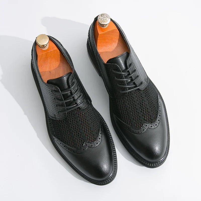 Calder Richelieus en cuir synthétique et maille respirante à bout pointu avec motif brogue et semelle coussinée - Hommfer