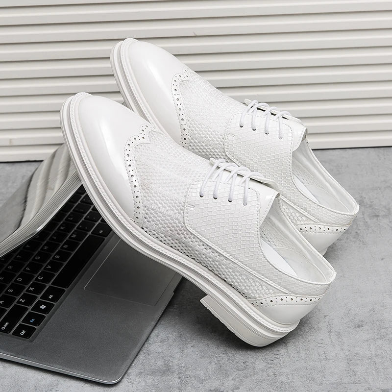 Calder Richelieus en cuir synthétique et maille respirante à bout pointu avec motif brogue et semelle coussinée - Hommfer