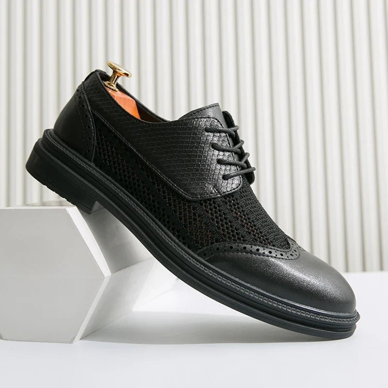 Calder Richelieus en cuir synthétique et maille respirante à bout pointu avec motif brogue et semelle coussinée - Hommfer