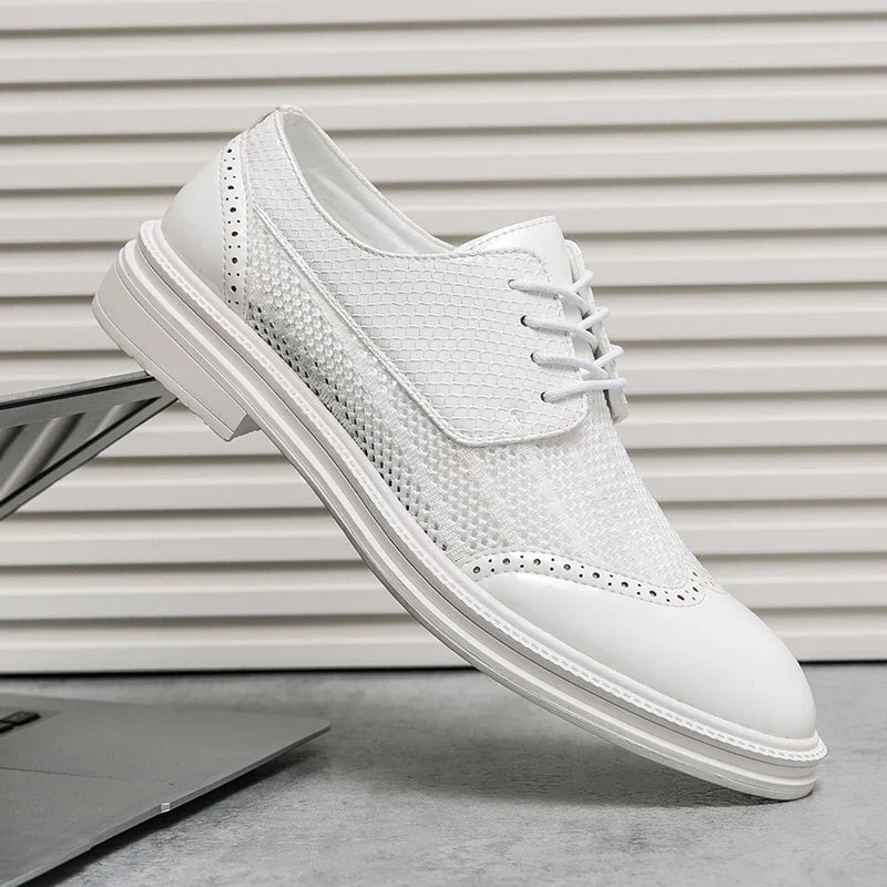 Calder Richelieus en cuir synthétique et maille respirante à bout pointu avec motif brogue et semelle coussinée - Hommfer