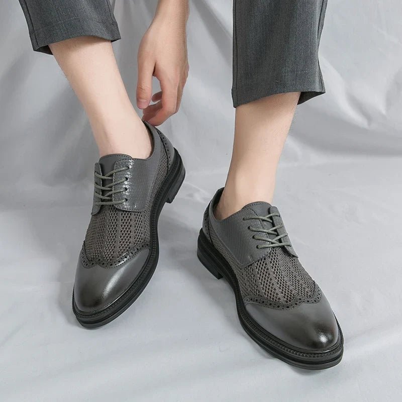 Calder Richelieus en cuir synthétique et maille respirante à bout pointu avec motif brogue et semelle coussinée - Hommfer