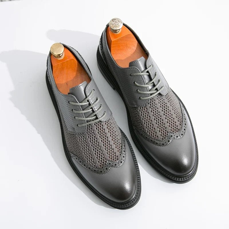 Calder Richelieus en cuir synthétique et maille respirante à bout pointu avec motif brogue et semelle coussinée - Hommfer