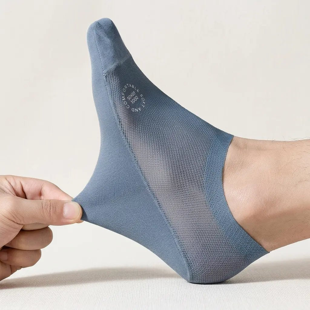 Chaussettes invisibles avec bandes en silicone au talon, semelle 100% coton, embout renforcé, lot de 6 - Hommfer