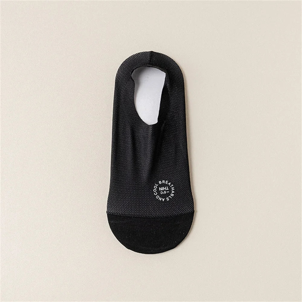 Chaussettes invisibles avec bandes en silicone au talon, semelle 100% coton, embout renforcé, lot de 6 - Hommfer