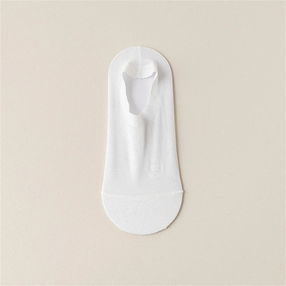 Chaussettes invisibles avec bandes en silicone au talon, semelle 100% coton, embout renforcé, lot de 6 - Hommfer