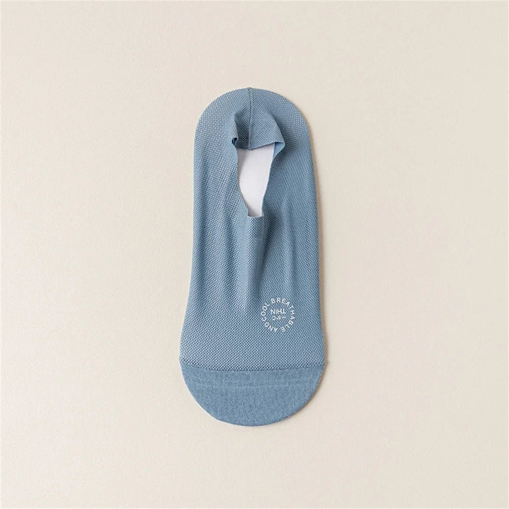 Chaussettes invisibles avec bandes en silicone au talon, semelle 100% coton, embout renforcé, lot de 6 - Hommfer