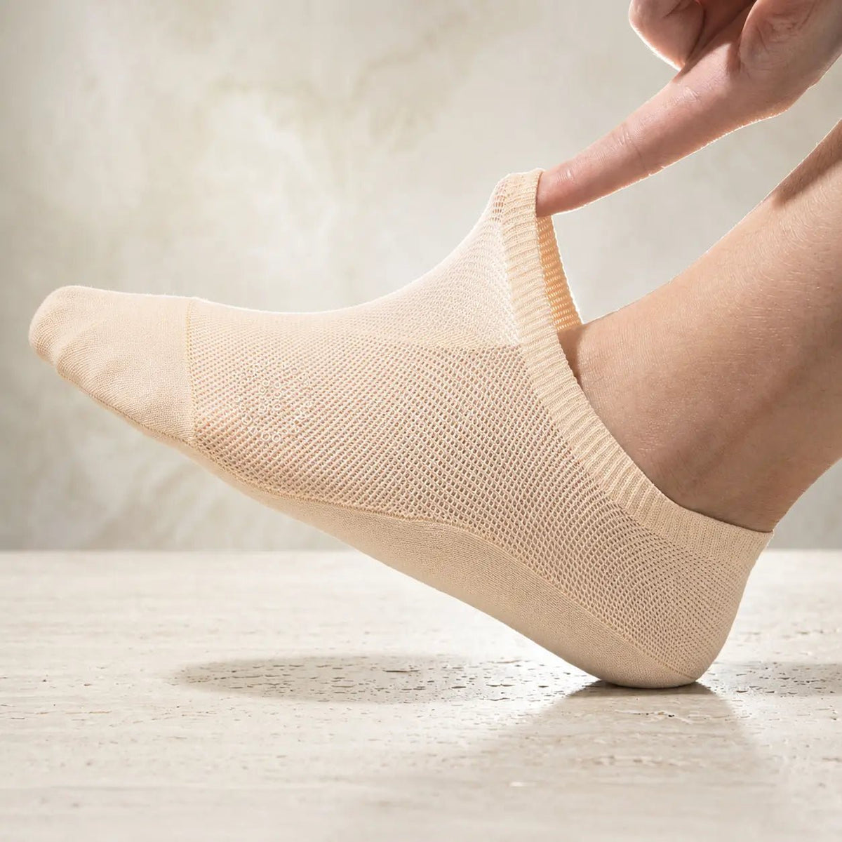 Chaussettes invisibles avec bandes en silicone au talon, semelle 100% coton, embout renforcé, lot de 6 - Hommfer