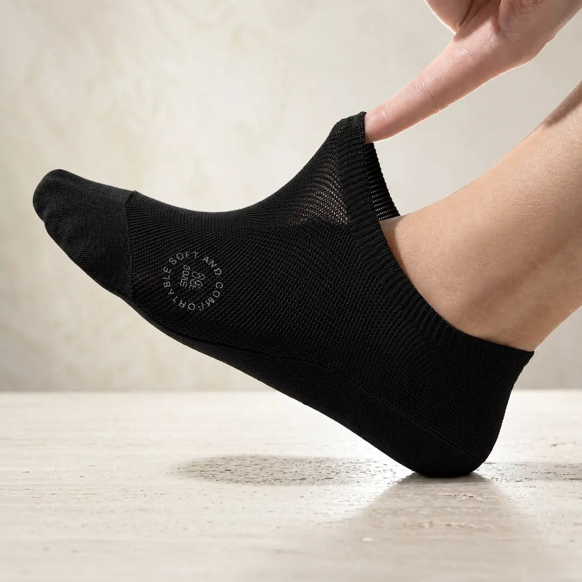 Chaussettes invisibles avec bandes en silicone au talon, semelle 100% coton, embout renforcé, lot de 6 - Hommfer
