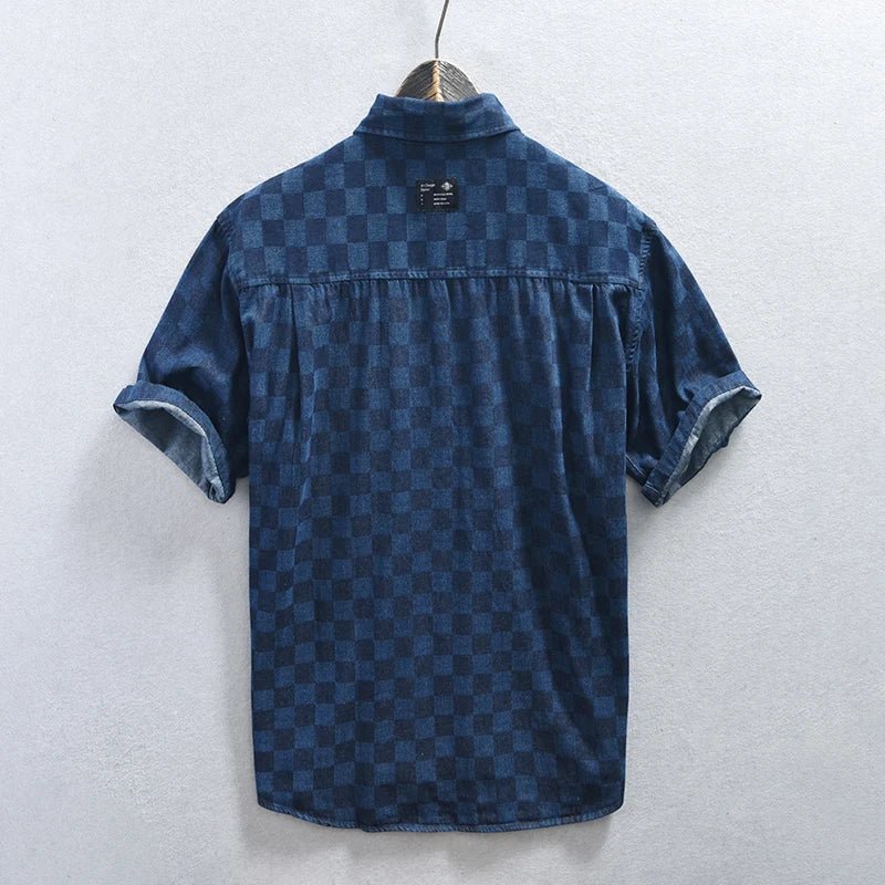 Chemise à carreaux bleu horizon en coton respirant pour un confort au quotidien - Hommfer