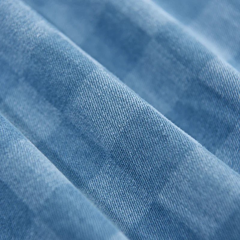 Chemise à carreaux bleu horizon en coton respirant pour un confort au quotidien - Hommfer