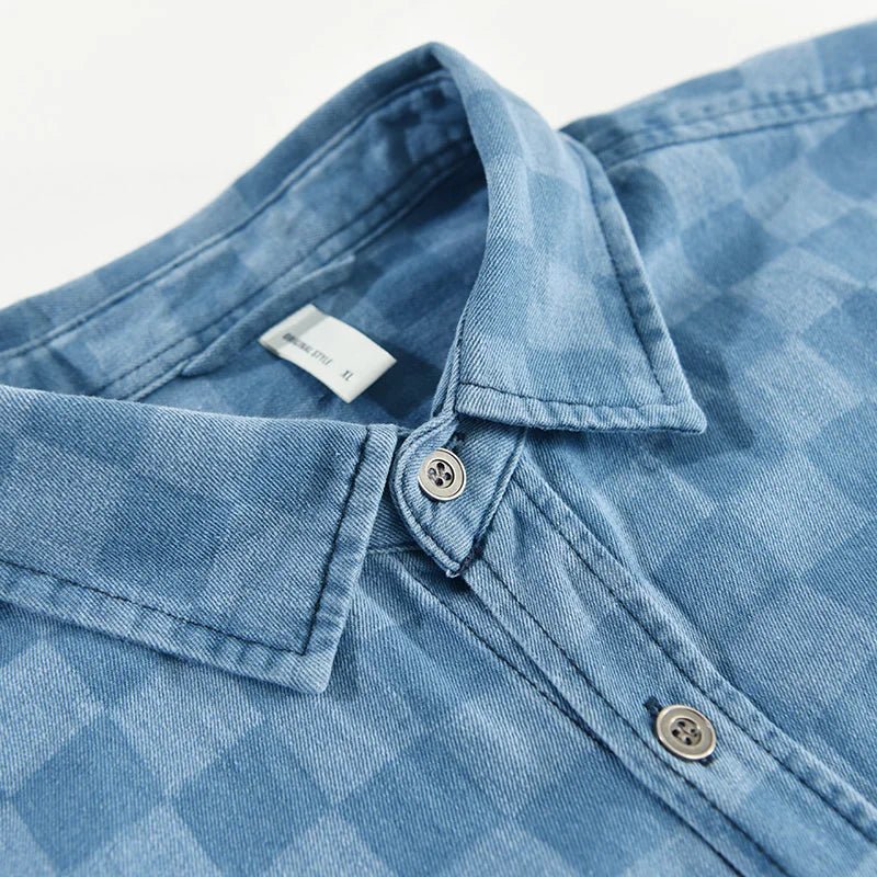 Chemise à carreaux bleu horizon en coton respirant pour un confort au quotidien - Hommfer