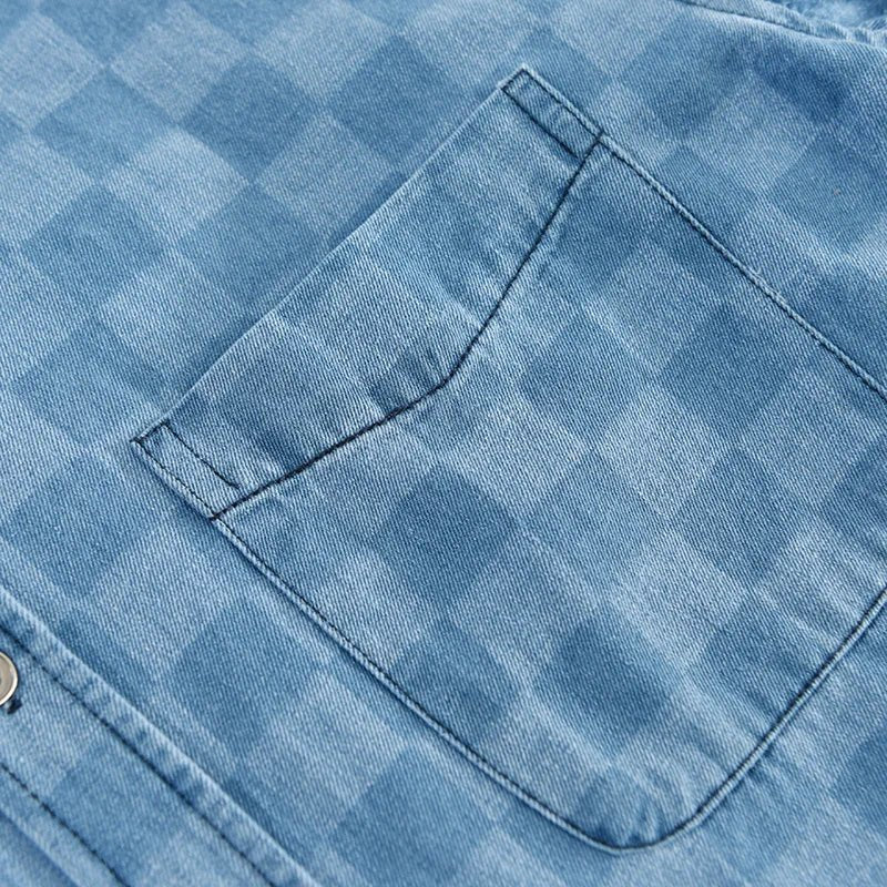 Chemise à carreaux bleu horizon en coton respirant pour un confort au quotidien - Hommfer