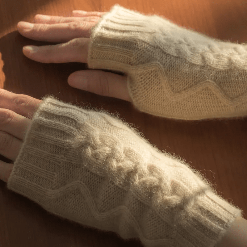 Cléa Mitaines sans doigts femme 100% cachemire pour les mains au chaud et utilisation du téléphone - Hommfer