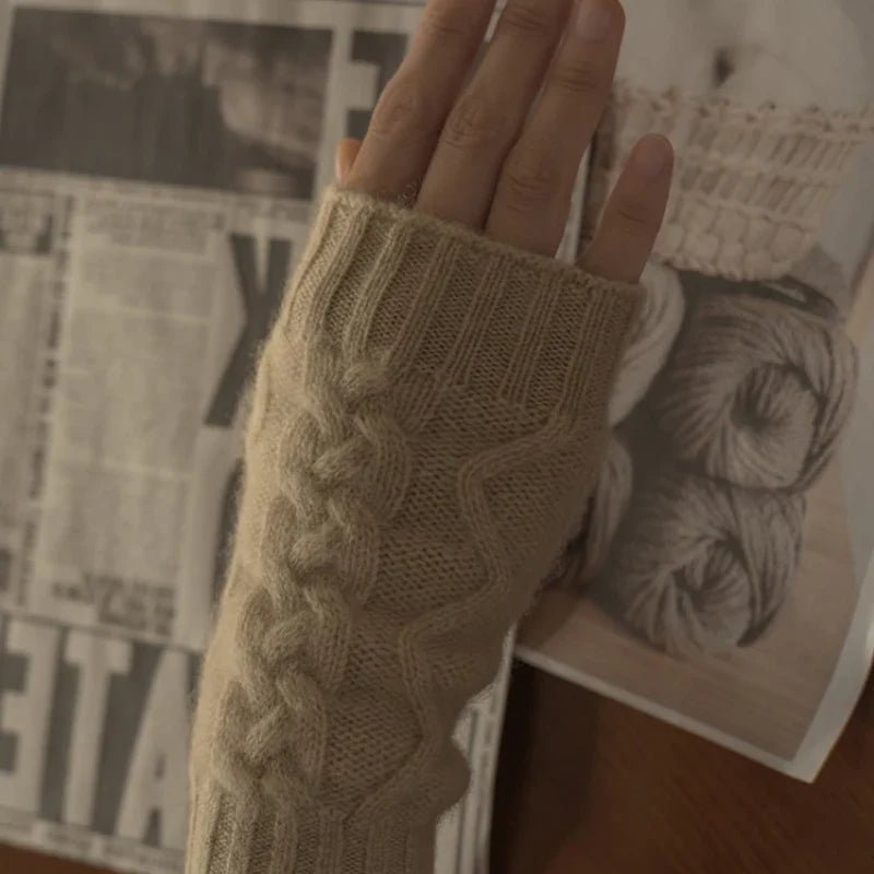 Cléa Mitaines sans doigts femme 100% cachemire pour les mains au chaud et utilisation du téléphone - Hommfer