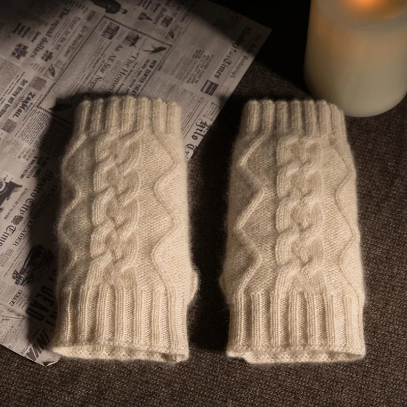 Cléa Mitaines sans doigts femme 100% cachemire pour les mains au chaud et utilisation du téléphone - Hommfer