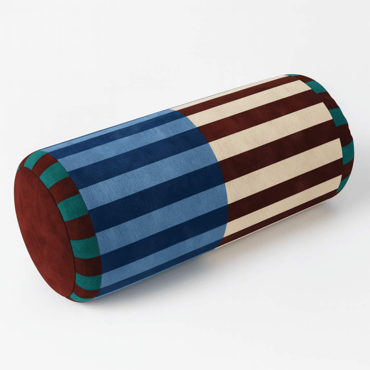 Coussin cylindrique en velours jacquard avec housse amovible et lavable pour le soutien du cou et du dos 20 x 45 cm - Hommfer