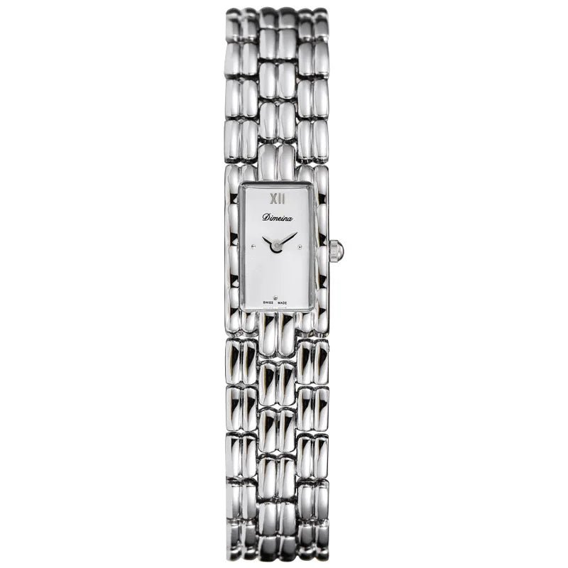 Elora Montre Rectangulaire en Acier Inoxydable, Cadran Sans Chiffres, Mouvement Quartz, Verre Minéral Renforcé - Hommfer