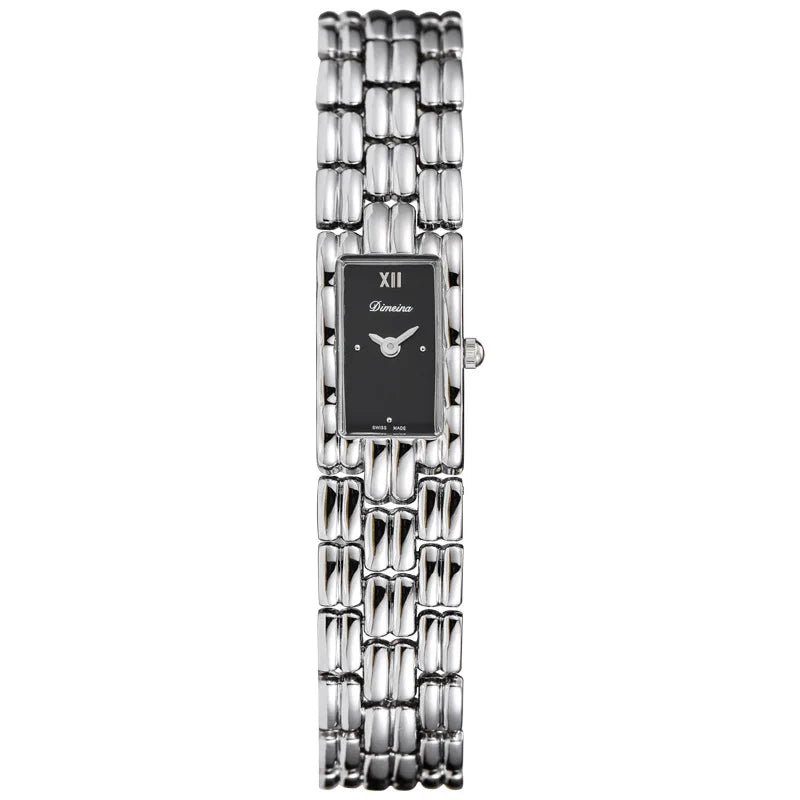 Elora Montre Rectangulaire en Acier Inoxydable, Cadran Sans Chiffres, Mouvement Quartz, Verre Minéral Renforcé - Hommfer