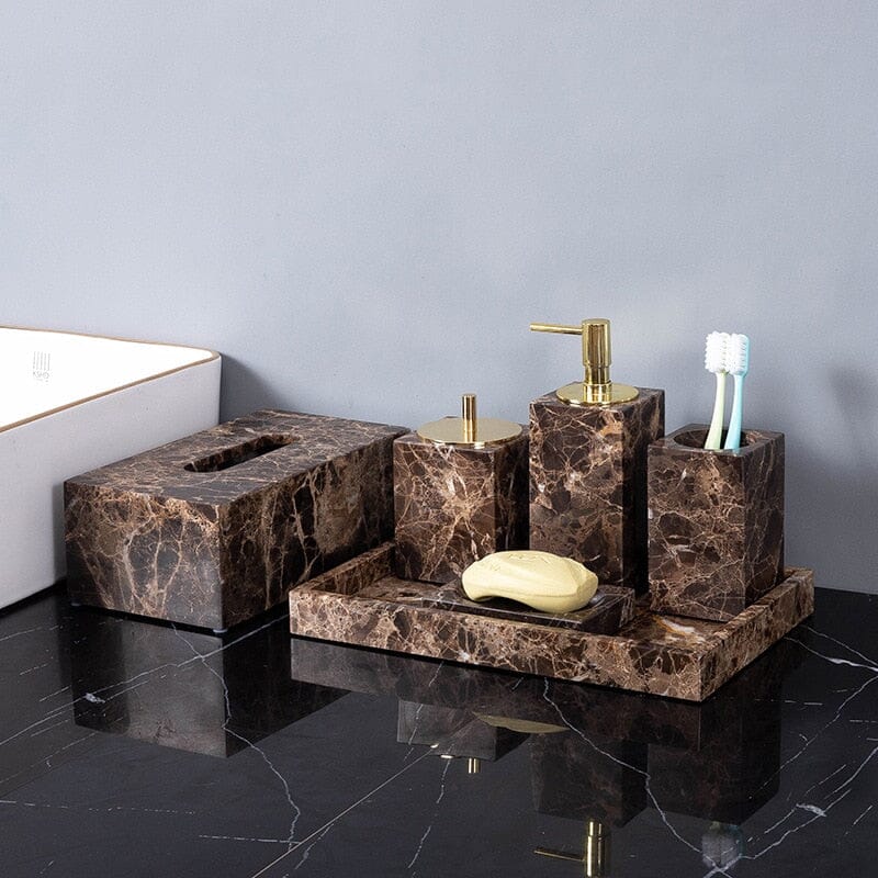 Emperador Dark Marble Bathroom Collection - Hommfer