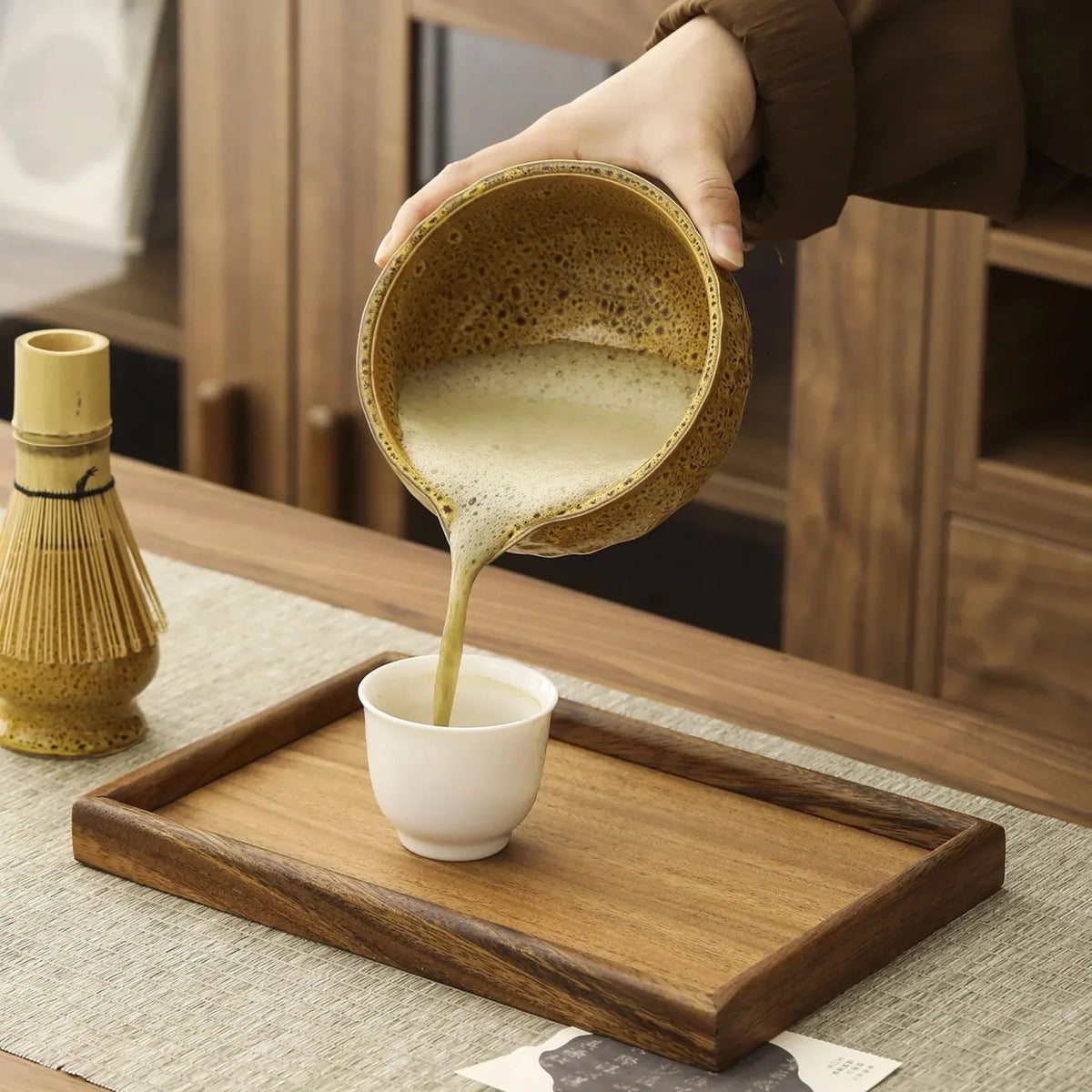 Ensemble de cérémonie du matcha 5 pièces en céramique et bambou avec bol cuit à haute température - Hommfer